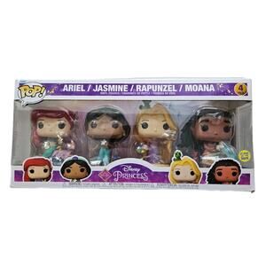 Funko POP Disney Princess 4 Pack Glows In Dark Ariel, Jasmine, Rapunzel, Moana